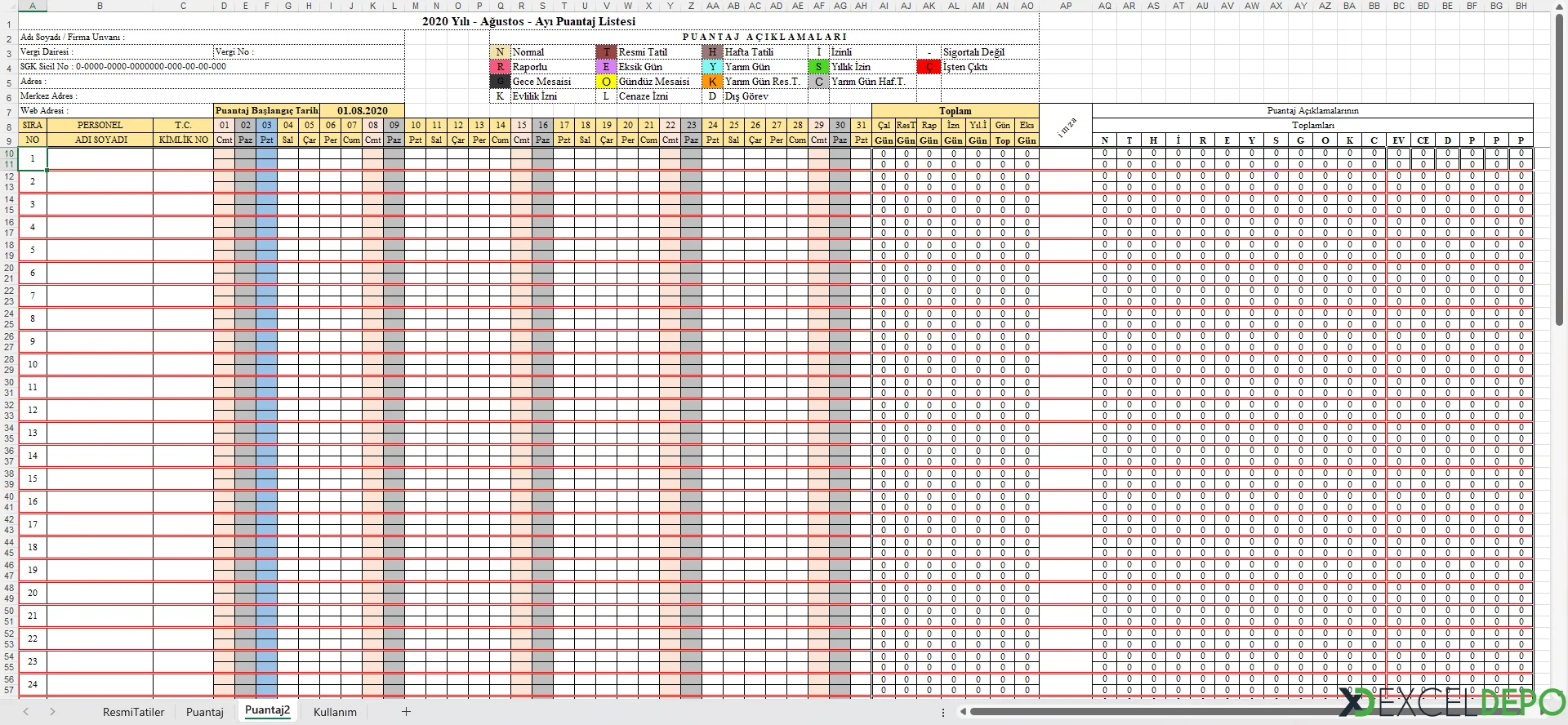 İşçi Puantaj Takip Hesaplama