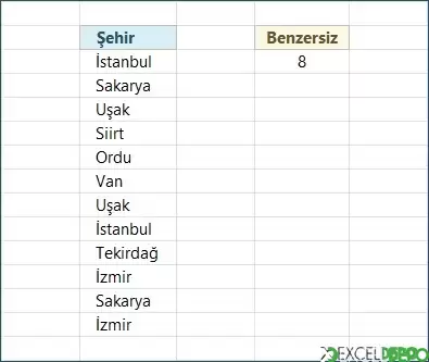 Benzersiz Değerleri Kolay Sayma