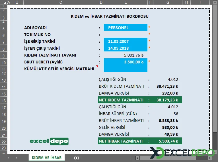 Kıdem ve İhbar Tazminatı Hesaplama