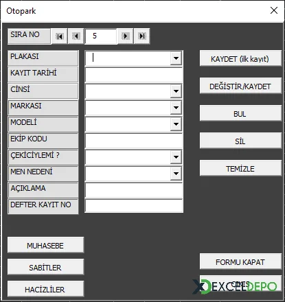 Otopark Takip Programı Hazırlama