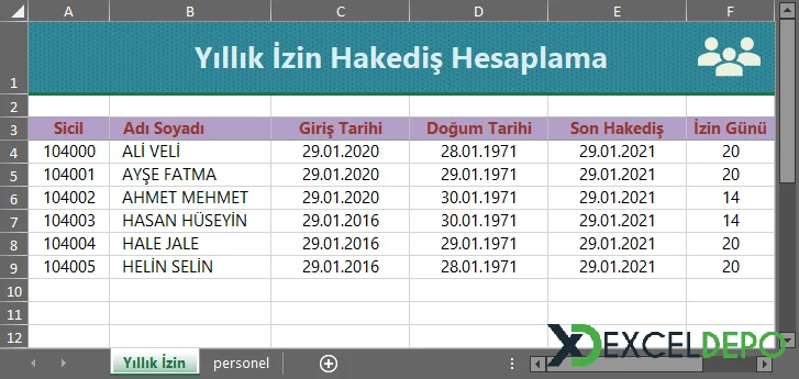KTF ile Yıllık İzin Hakediş Hesaplama